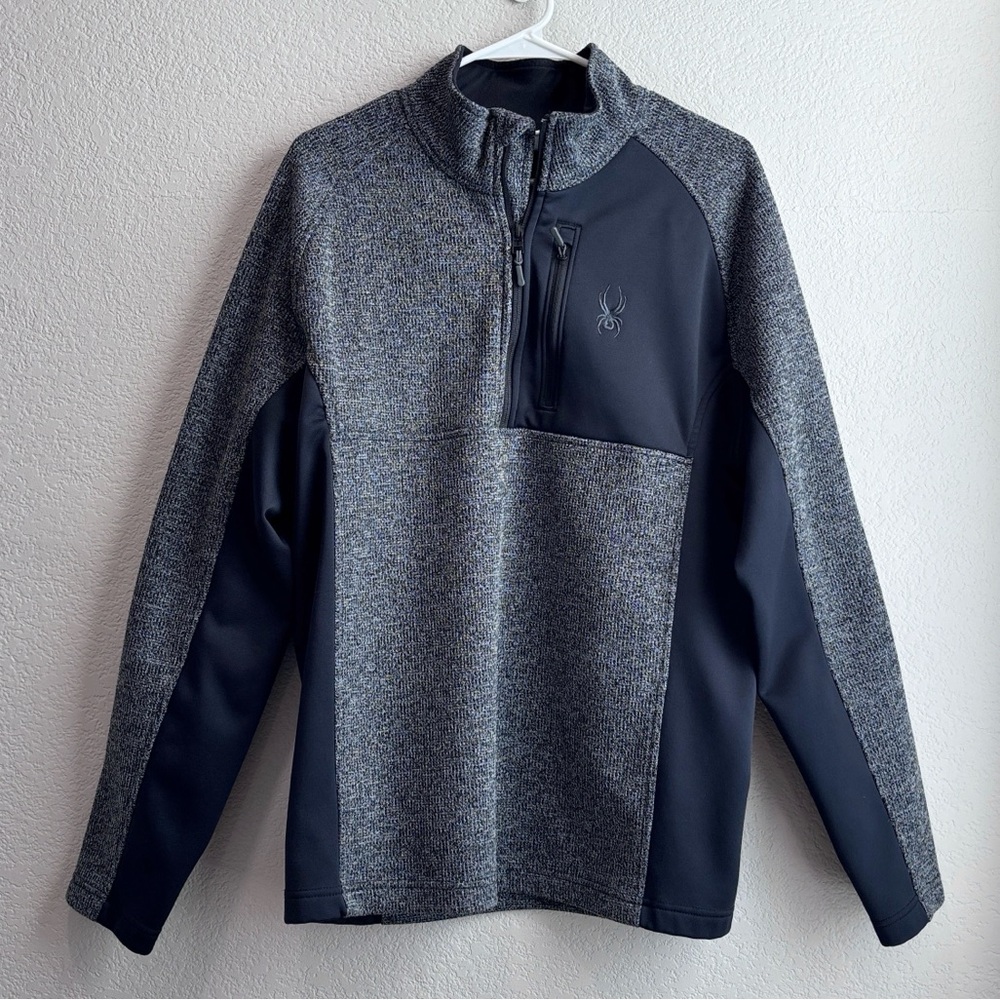Men’s Spyder Half Zip Sweater Gait Knit Pullover Jacket Gray and Black